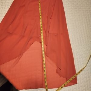 Salmon colored, high low dress, worn once, excellent condition.